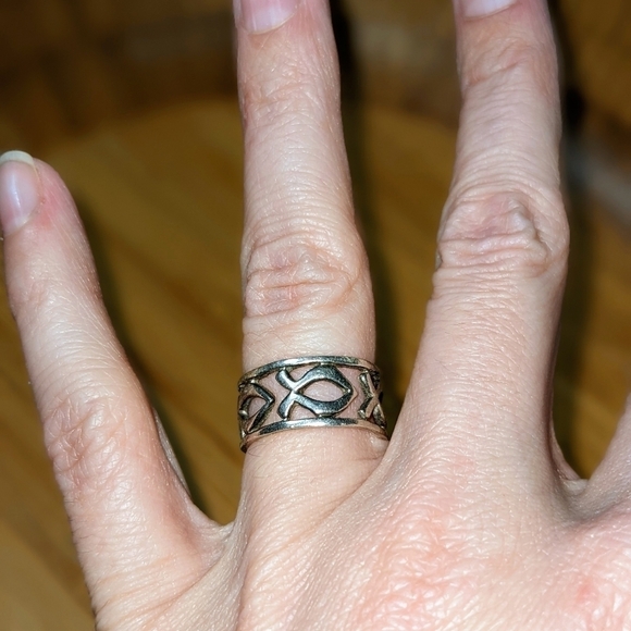 Ichthys Fish Ring in Sterling Silver - Picture 1 of 9